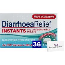 36 Diarrhoea Relief Instants 2mg Orodispersible Tablets (6 Packs) - Melts in The Mouth