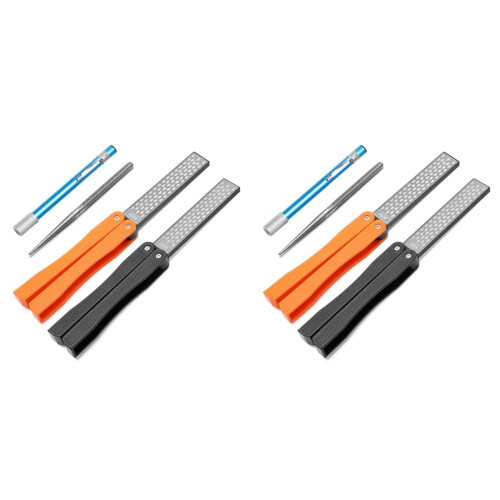 2X 2 Double-Sided Diamond Knife Sharpener/2 Retractable Diamond Sharpening Rod,Blade Sharpener Stone Pocket