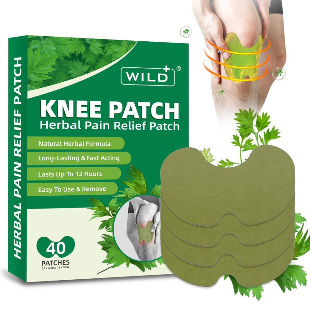 Wild+ Knee Pain Relief Patches 40Pcs Natural Knee Patch For Pain Relief