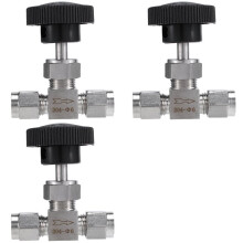 3X Verstelbare Naaldklep OD 6Mm Buis Rvs 304 Hogedruk Zuurbestendige Rechte Kaart Set Kraan