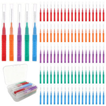 iCovalescent 100 Pcs Interdental Brushes, Teeth Cleaner, Tooth Cleaning Tool for Cleaning Gaps Between Teeth(5 Colors)