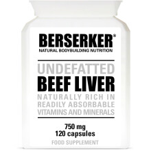 Berserker Desiccated Beef Liver Supplement 750mg per Capsule 120 Capsules, Un-defatted to Provide Full Absorption of Naturally Occurring Vitamins and