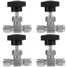 4X Verstelbare Naaldklep OD 6Mm Buis Rvs 304 Hogedruk Zuurbestendige Rechte Kaart Set Kraan
