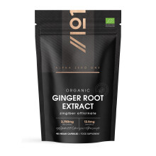 Organic Ginger Extract 3750mg – Standardised 5% Gingerols (12.5mg) - 90 Vegan Capsules (3 Months Supply) – Resealable and Recyclable Pouch by Alph