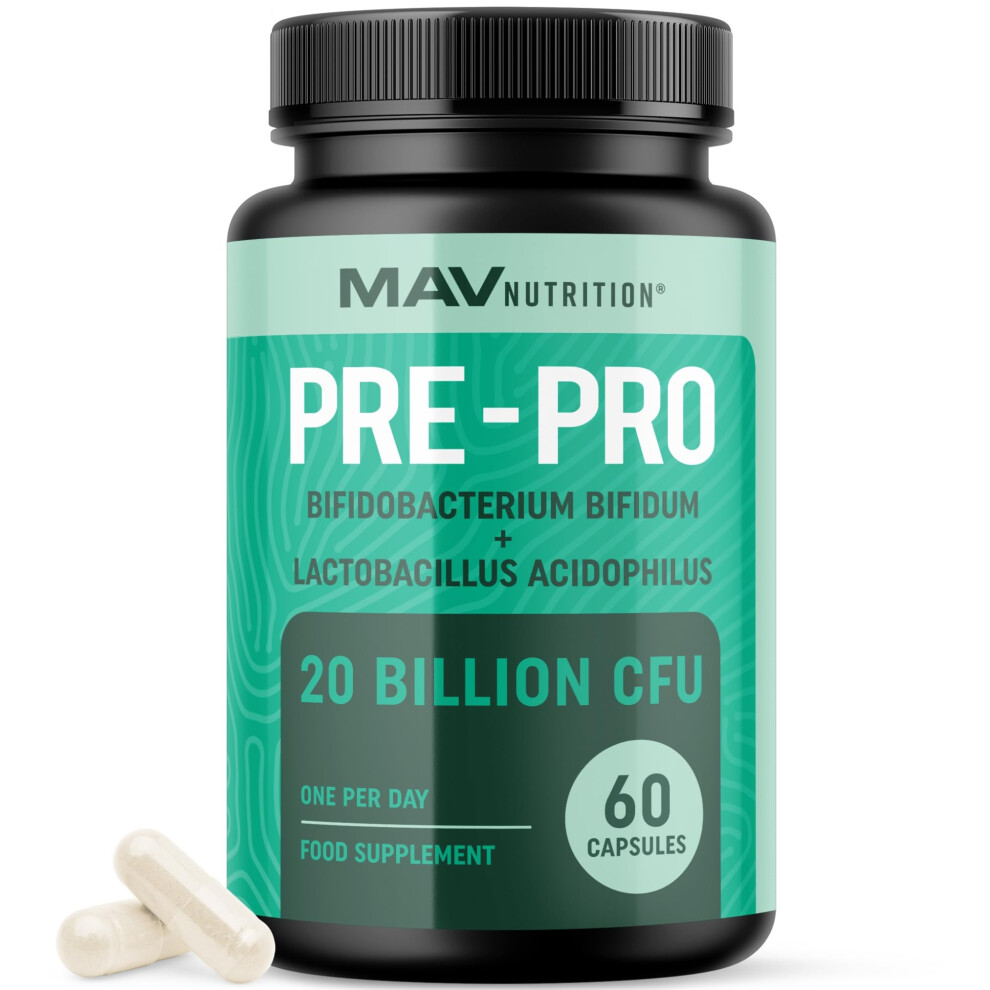 Mav Nutrition Probiotic And Prebiotic Capsules | Synbiotic Gut Health & Bloating Support For