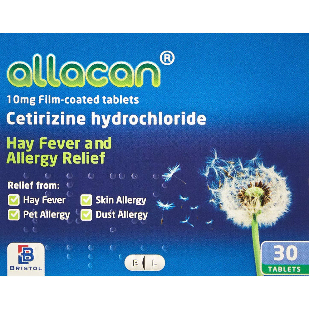 Docloge 12 Months Supply Allacan Cetirizine Hayfever And Allergy Tablets 30 X 10