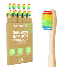 Genkent Natural Bamboo Toothbrush Made with Rainbow Nylon Infused Bristles in Recycled
