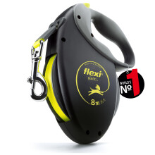 flexi Giant L | 8 m Retractable Tape Leash for Dogs up to 50 kg | Black/Neon Yel