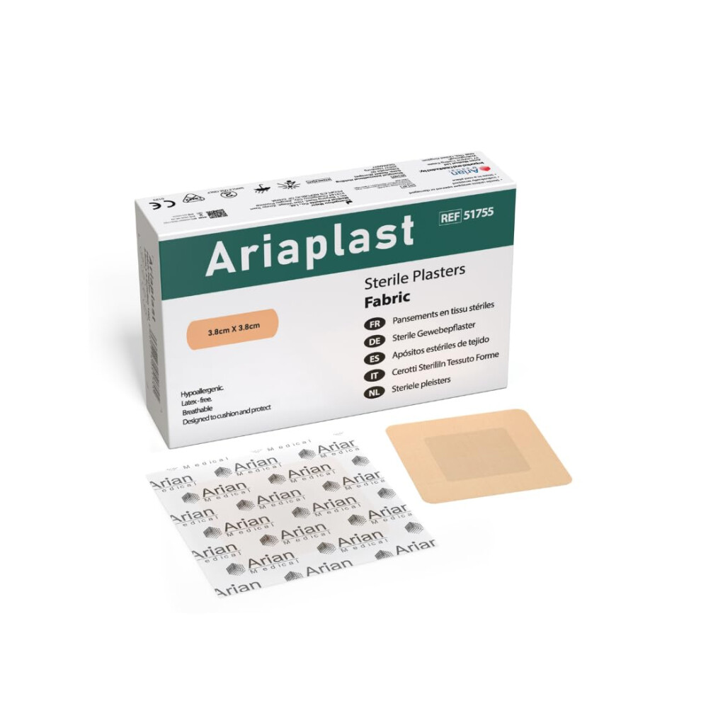 Arian Medical Fabric Plasters 3.8Cm X 3.8Cm Pack Of 100 | Ariaplast Sterile |