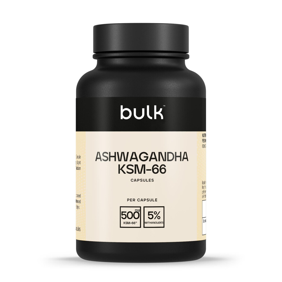 Bulk Ashwagandha Ksm-66 Capsules, 500 Mg, Pack Of 30, 30 Servings, Packaging May Vary