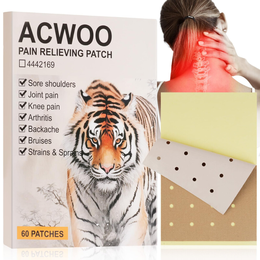 Acwoo Pain Relief Patches 60 Count Tiger Patch Pain Hot Patches For