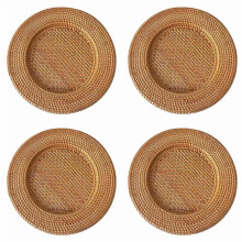 4Stück 13 Zoll Handgefertigter Natürlicher Rattanteller, Dekoratives Rundes Tischset, Brot, Snacks, Serviertablett, Tischdekoration