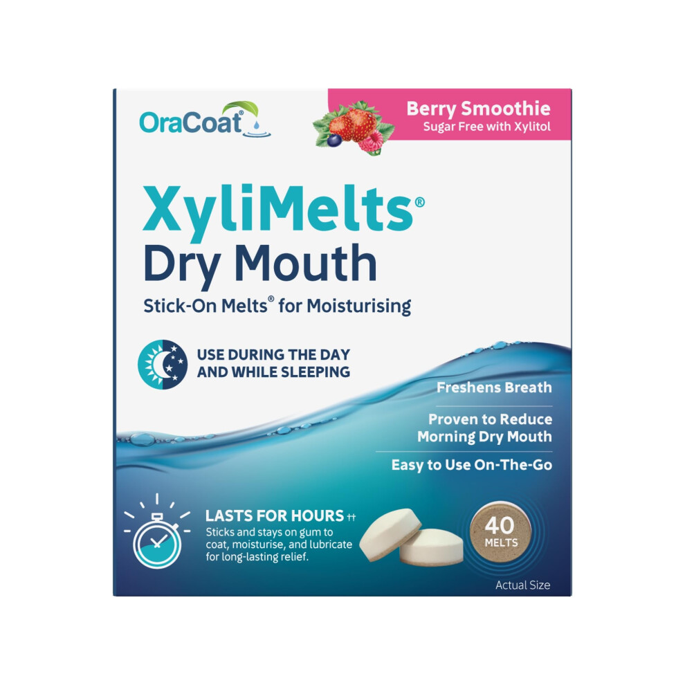 Oracoat Xylimelts Dry Mouth Relief Discs Berry Smoothie (40 Count) Â Xylitol Oral