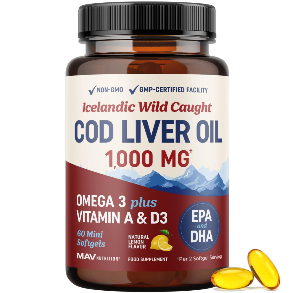 Mav Nutrition Cod Liver Oil Softgels 1000Mg | Omega 3 + Vitamin A &