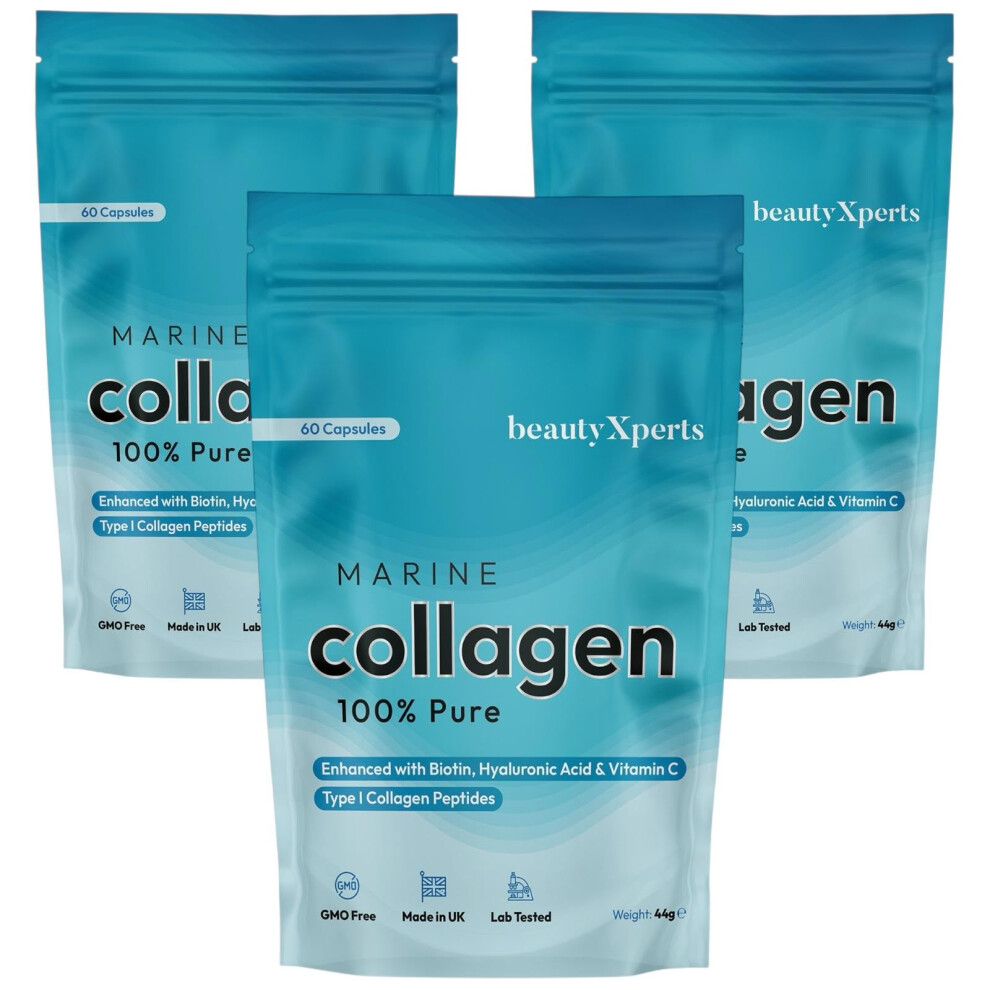 Beautyxperts Marine Collagen Capsules | With Biotin Hyaluronic Acid & Vitamin C |