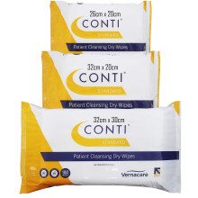 Conti Standard - Patient Cleansing Dry Wipes, Every Day Universal Use Cleaning Cloths, Wipe Size 26cm x 20cm, 100 Wipes Per Pack - Triple Pack