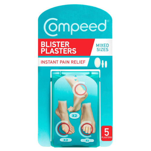 Compeed Compeed Blister Plasters Mixed Size 5 Pack - Hydrocolloid Foot Treatment - Heal Fast