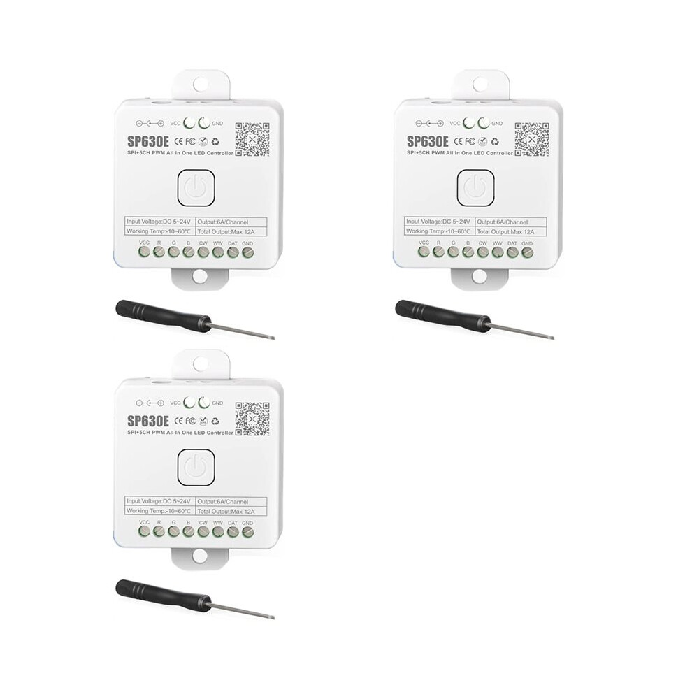 3X Sp630e Bluetooh Led Controller Support Pwm Monochrome Cct Rgb Rgbw Rgbcct Or Spi Ttl Ic Chip Led Strip Ws2811 Ws2812b 4712496538054