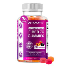 Vitamatic Prebiotic Fiber Gummies for Adults – 7g Fiber per Serving –