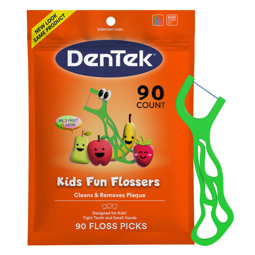 DenTek Kids Fun Flossers, Wild Fruit, 90 Count