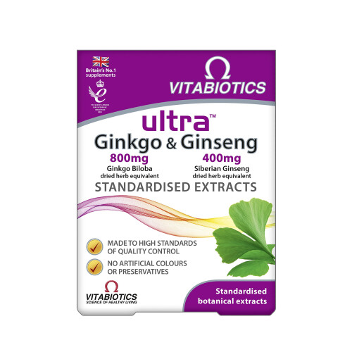 Vitabiotics Ultra Ginkgo and Ginseng Tablets | 60 Tablets