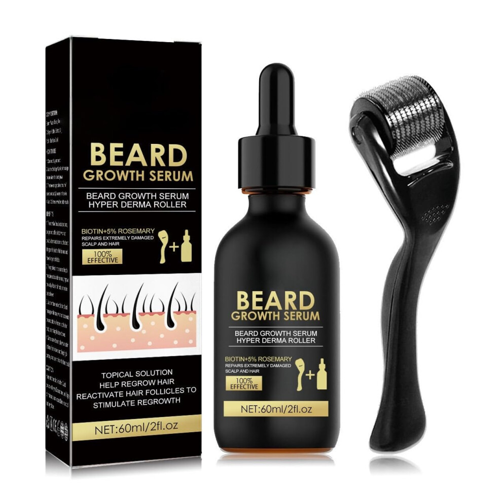 Fanfaluv Beard Growth Kit With Derma Roller & Natural Ingredients Serum | Rapid