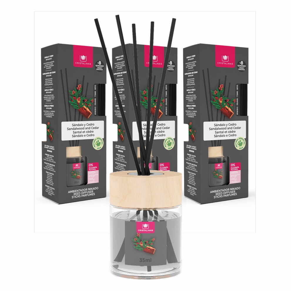 Cristalinas 35Ml Sandalwood & Cedar Air Fresheners For Home - Reed Diffusers For
