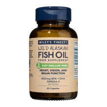 Wiley's Finest Wild Alaskan Fish Oil Easy Swallow Minis - Omega-3 Fish Oil Supplement for Adults and Kids - Double-Strength 630mg EPA and DHA Natural