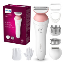 PHILIPS Lady Shaver Series 6000 Wireless Razor with 6 Accessories Body Exfoliating