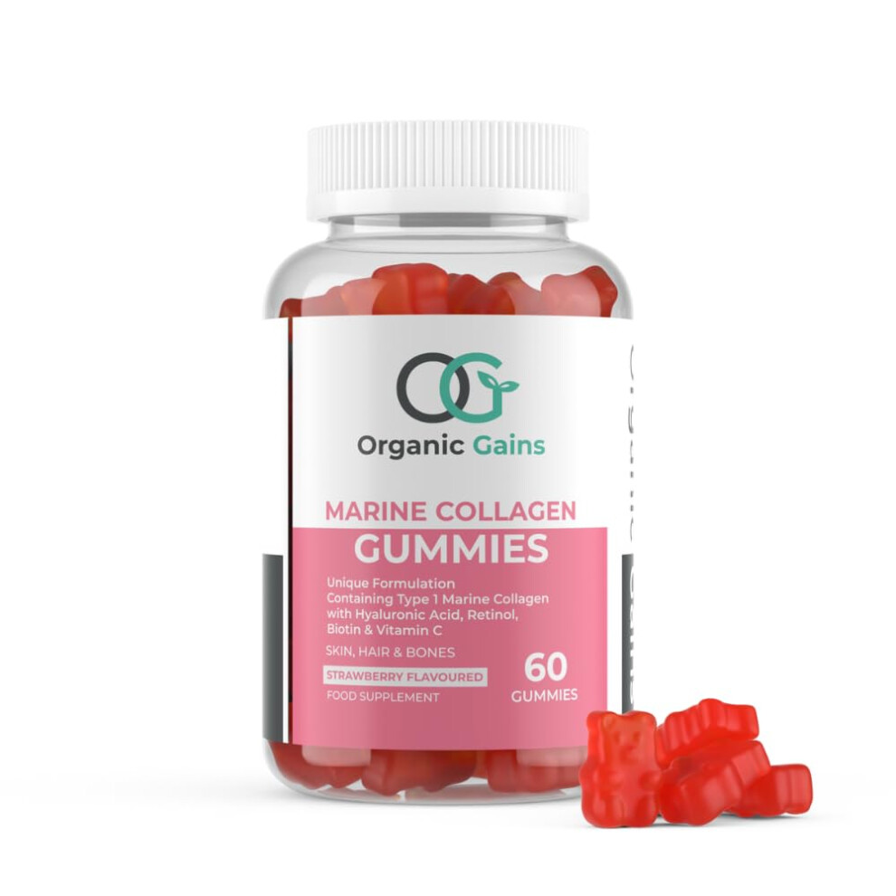 Organic Gains Og Marine Collagen Gummies With Hyaluronic Acid Retinol Biotin And Vitamin C