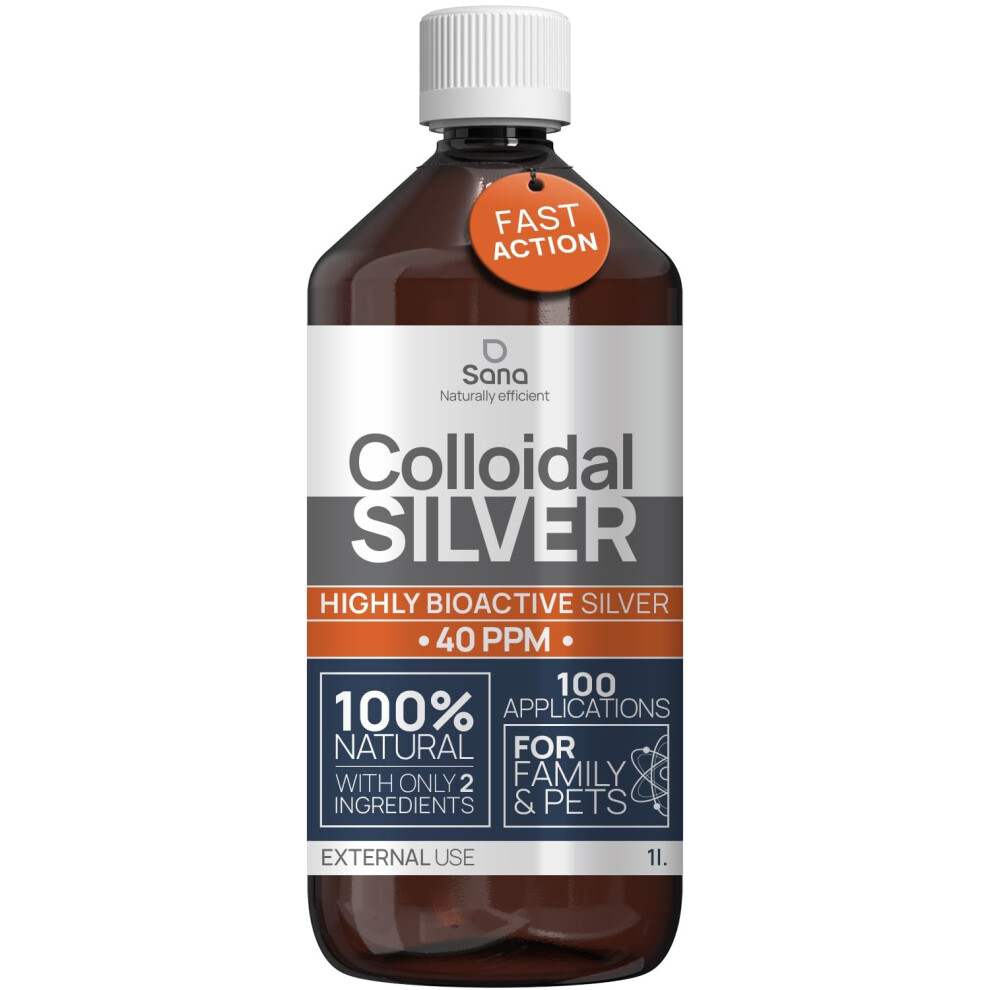 Institut Katharos Silver Colloidal 40 Ppm 1000 Ml - For Humans & Dogs - Highly Active Hydrosol Water For Best Results - Carbon Neutral