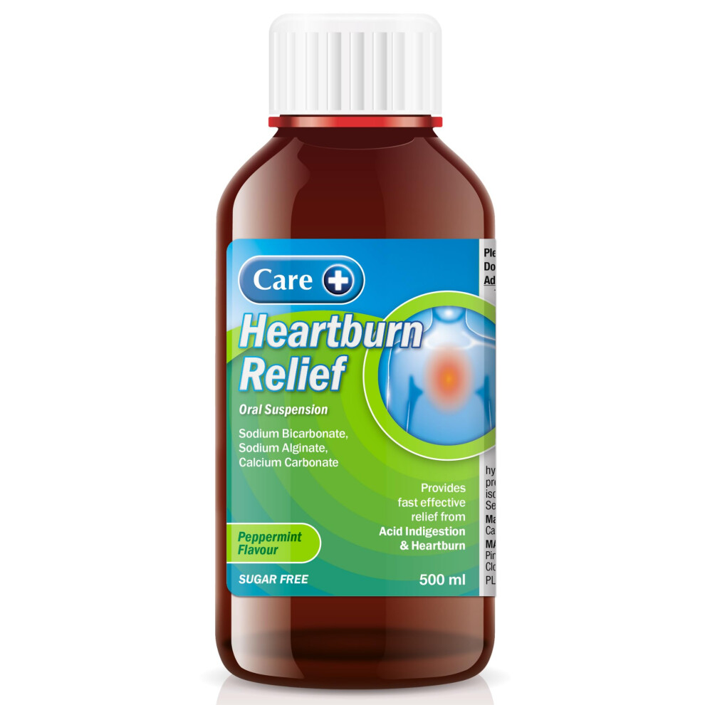 Care Heartburn & Indigestion Relief Peppermint Flavour Oral Suspension Fast|Acting Soothing Formula