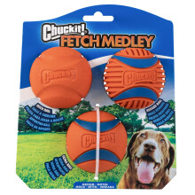 Chuckit! Fetch Medley Gen 3 Medium Dog Balls - Durable Rubber Dog Toy, Lightweight Exercise Fetch Ball, Compatible with Launcher, Medium, 6.5 cm (Pac