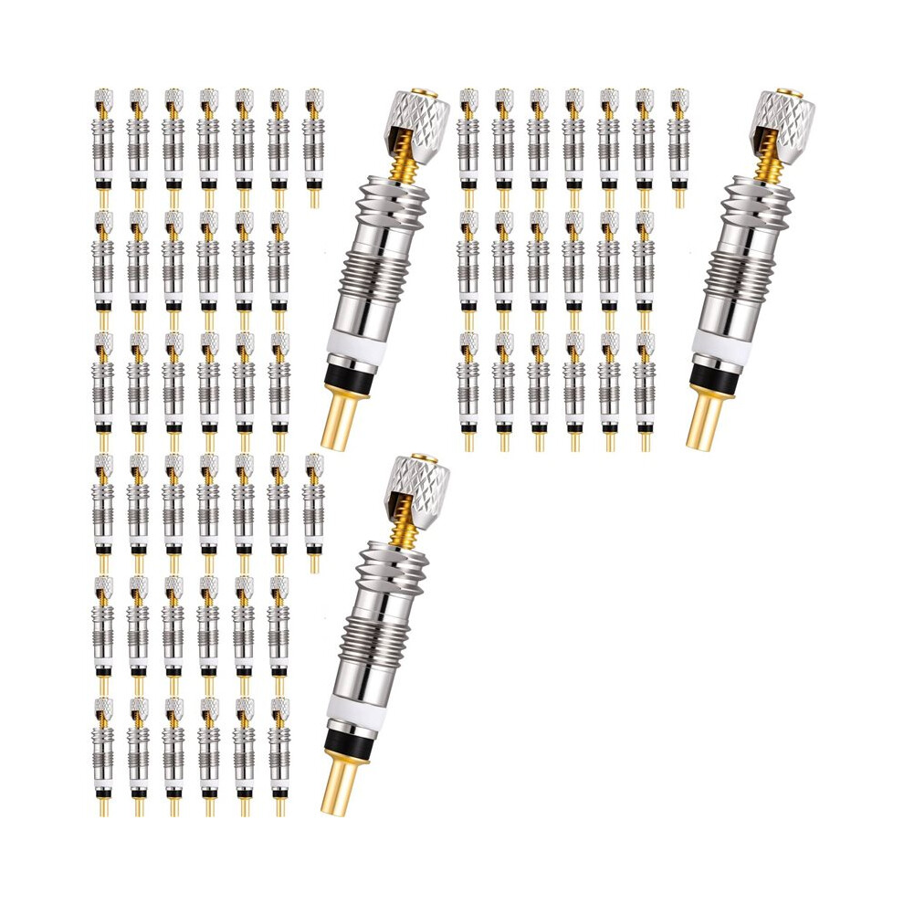 60Pcs Professional Brass Presta Valve Core & Stem - Leak-Proof Valve Cores Universal For Tubeless Road/Mtb Bike Tires 4713981582828