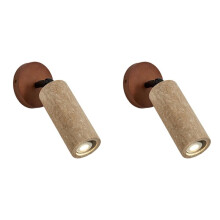 2X Yellow Travertine Walnut Color Rotatable Wall Lamp Modern and Simple Living Room Corridor Entrance Sconce Light