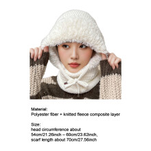 (White, Plush style) Women\'s Fleece-Lined Ski Hat & Neck Gaiter
