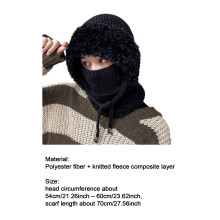 (Black, Plush style) Women\'s Fleece-Lined Ski Hat & Neck Gaiter