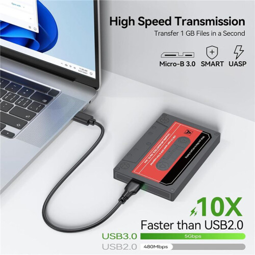 5X Gabinete SSD, Gabinete de Disco Rígido de 2,5 Polegadas Adaptador  para USB3.0 Conversor Externo Estojo SSD para Laptop   PC 1
