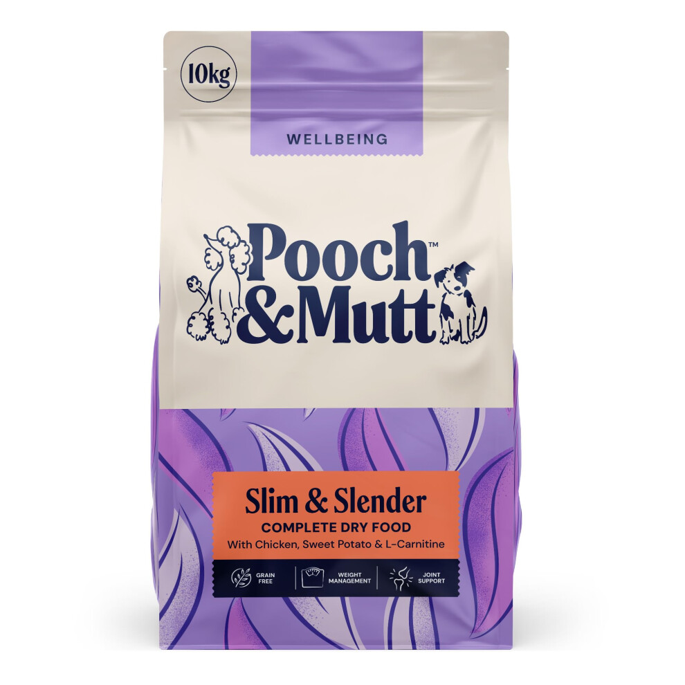 Pooch & Mutt - Slim & Slender Complete Dry Dog Food Grain Free (Regular Sized Kibble), For Weight Control And Weight Loss, Chicken And Sweet Potato,