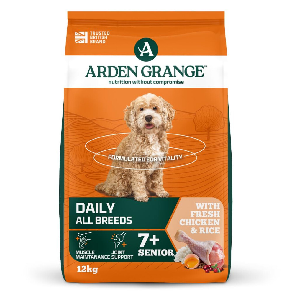 Photos - Bird Food Arden Grange Senior Dry Dog Food with Fresh Chicken and Rice, 12 kg 