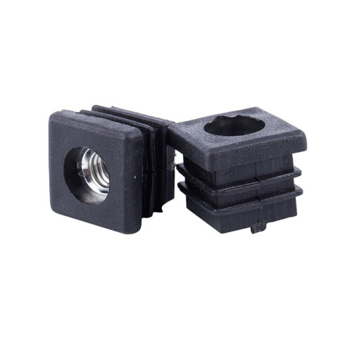 Square Tubing Pipe End Caps Insert Plugs M8 Thread 20x20mm 60Pcs Black
