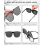 Conjunto de 3 lentes de plástico para óculos de sol com encaixe, modelo retangular e flip-up. 4