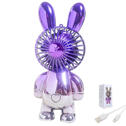 Little Rabbit Gradient Color Electroplattierung Handheld Lighting Charging Fan 2