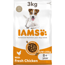 IAMS Senior Small Medium Complete Dry Dog Food Chicken 3kg - With DentalCare Sys