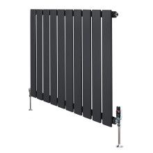Design Radiator Vlakke Panelen - 1 Kolom – 600 x 700mm – Antraciet Grijs - incl. Haakse Thermostaatkraan