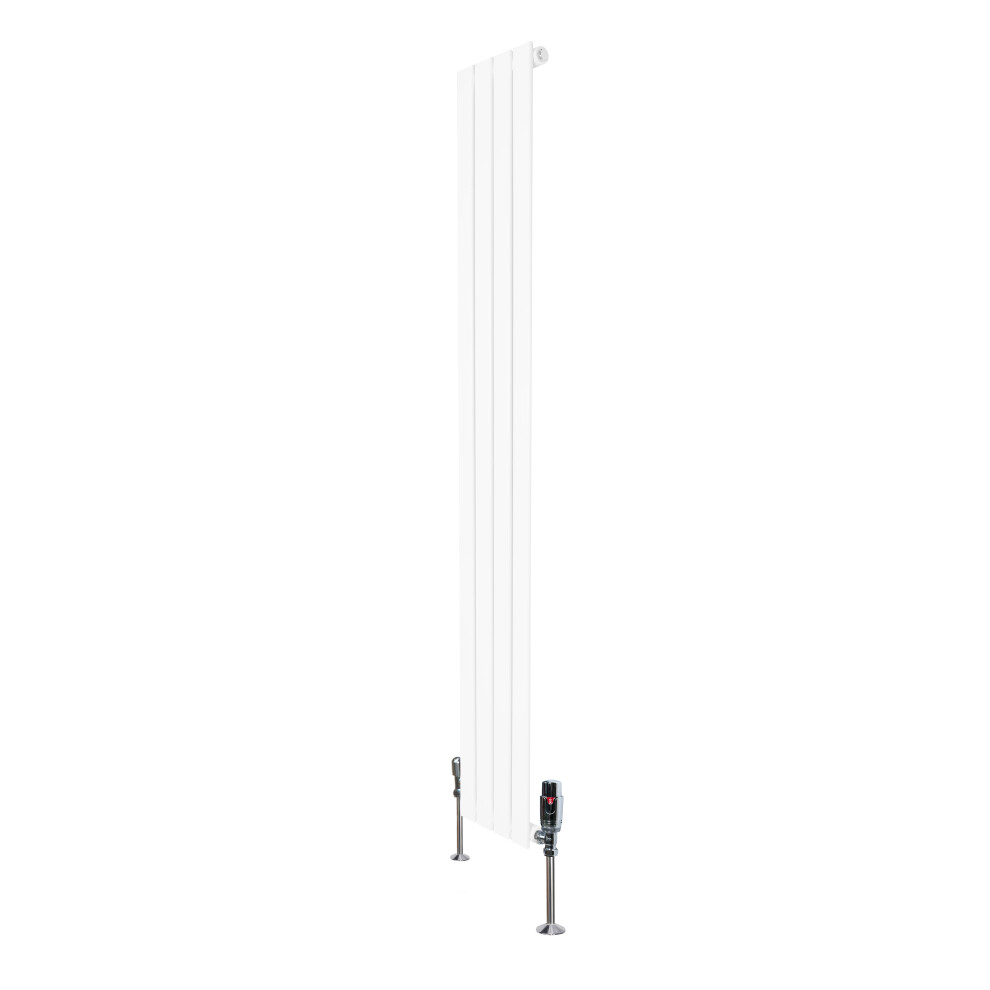 (White, 1600Mm X 280Mm) Flat Single Column Radiator Modern Designer Panel With Valves 5056806861319