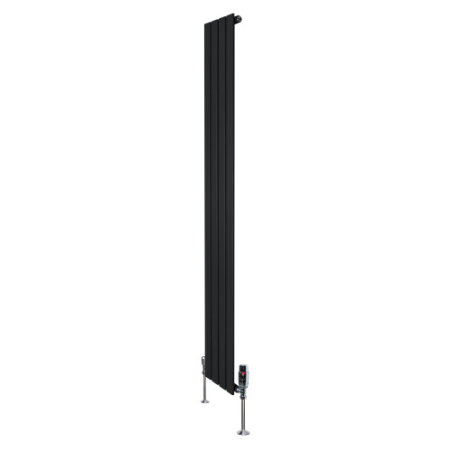 Flachheizkörper & Ventile – 1800mm x 280mm – Schwarz