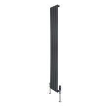 Design Radiator Vlakke Panelen - 1 Kolom – 1600 x 280mm – Antraciet Grijs - Incl. Haakse Thermostaatkraan