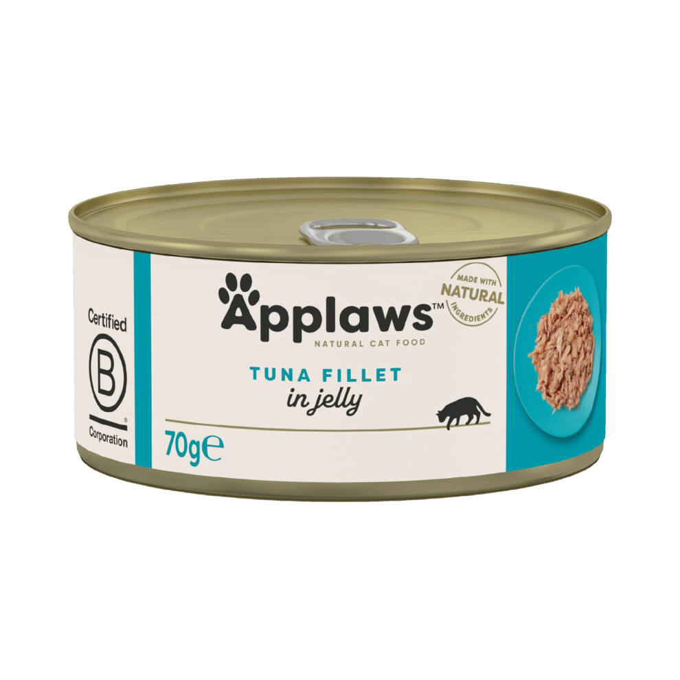 New Applaws Natural Wet Cat Food, Tuna Fillet In Jelly 70 G Tin, (24 X 70 G Tins)