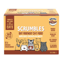 Scrumbles Natural Wet Cat Food, Shredded Chicken in Broth 12x 70g